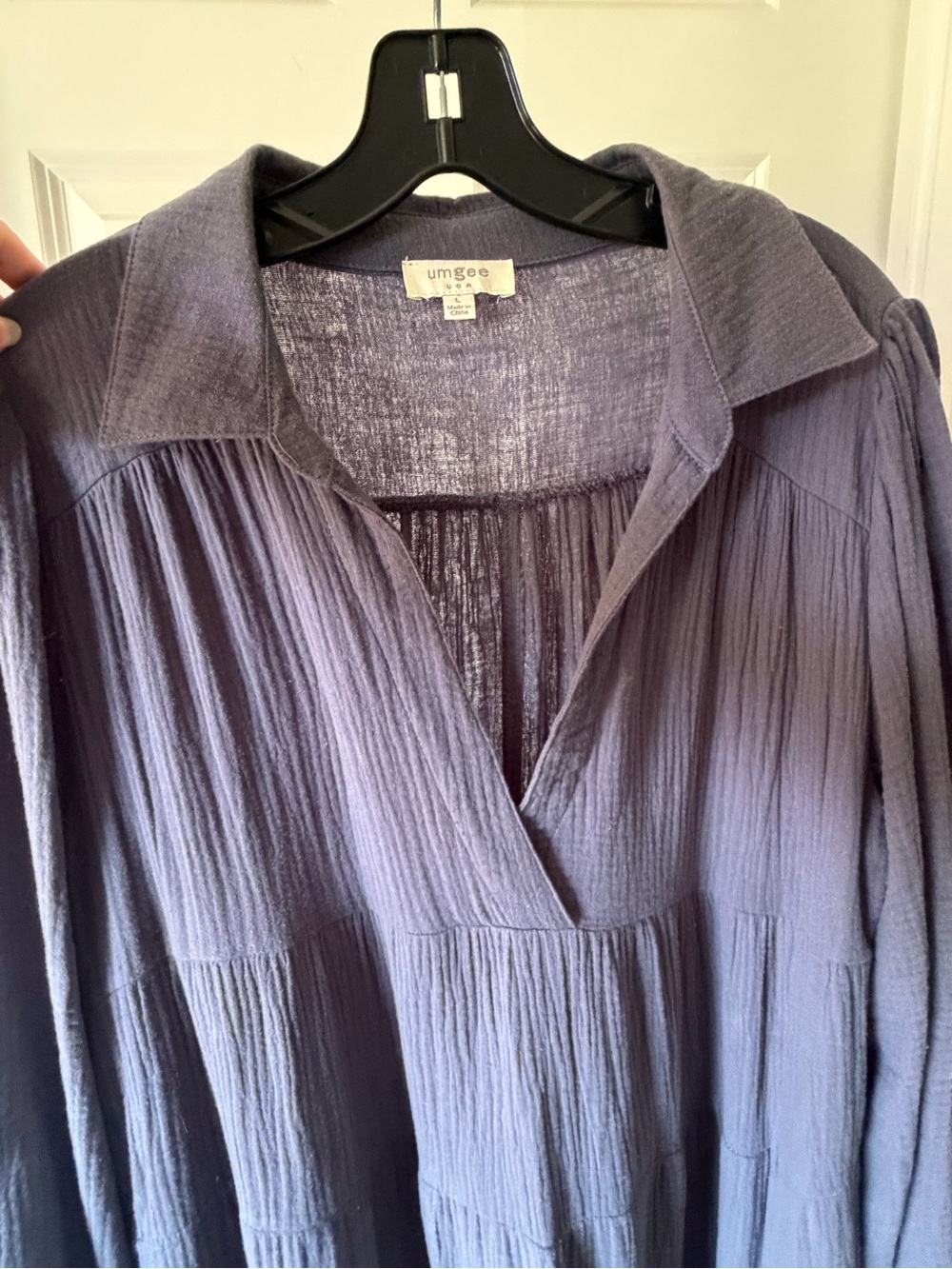 Umgee Lavender Collared Peasant Long-Sleeved Maxi Dress